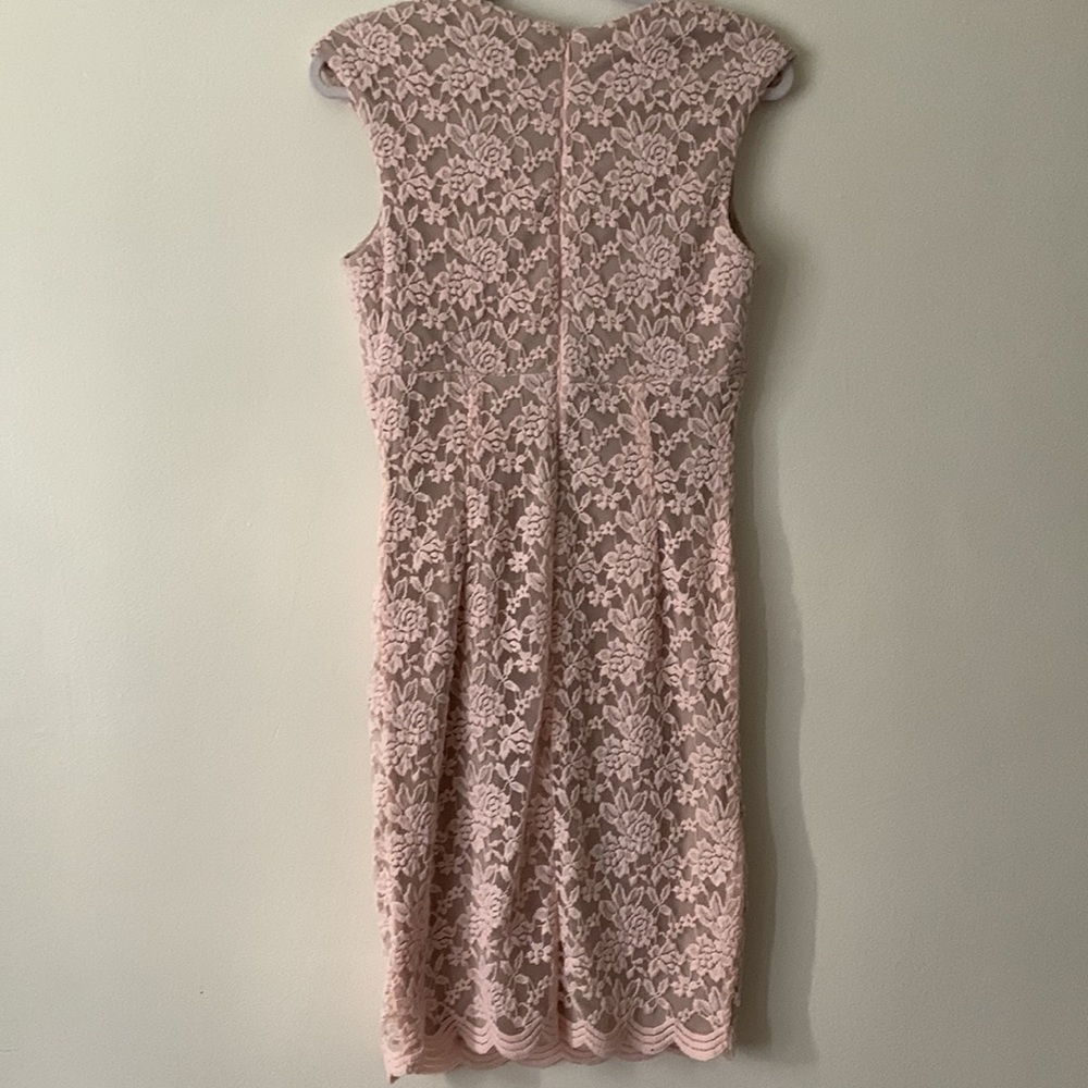Connected Apparel Blush Pink Lace with Beige Lining Dress - Picture 5 of 5